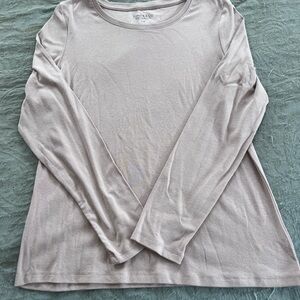 Jones New York Women’s Neutral Beige Long Sleeve T-Shirt Size Large Minimalist